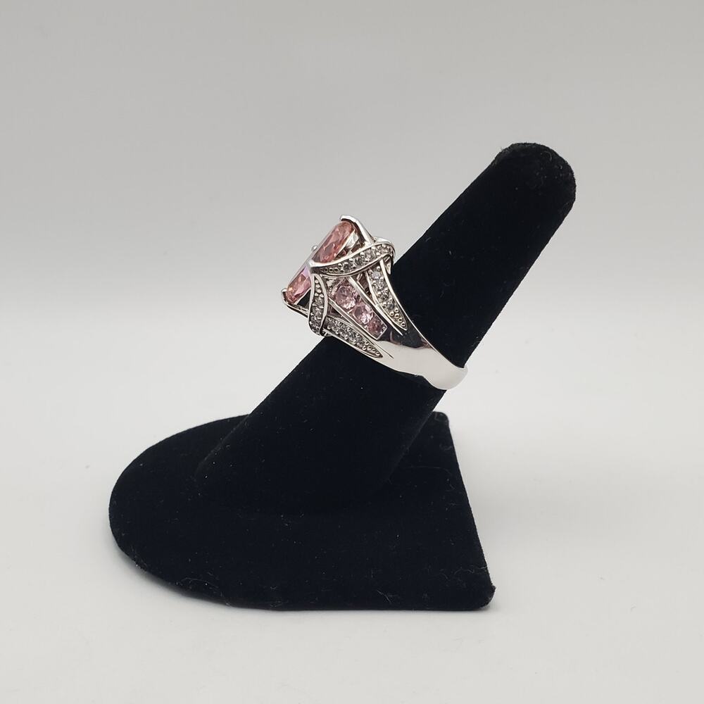 DK Sterling Silver 925 Pink Kunzite & Clear CZ Stone Ring - Size 7 - Picture 3 of 14